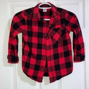 Boy’s red and black plaid flannel shirt